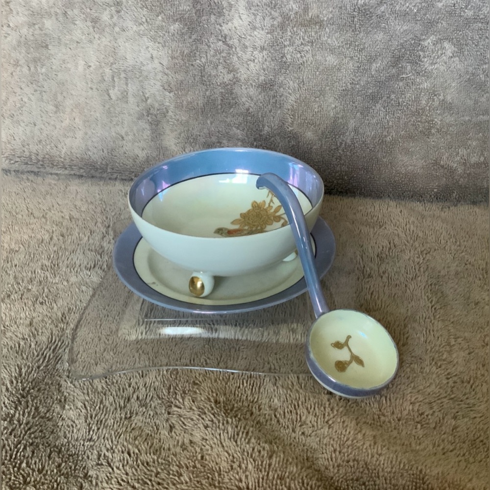 VINTAGE NORITAKE FINE CHINA SERVER SET. Morimura, Luster-ware 3 pcs.